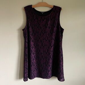 Jessica Lace Mini Dress Sleeveless Purple Plum Shimmery Black Size XL
